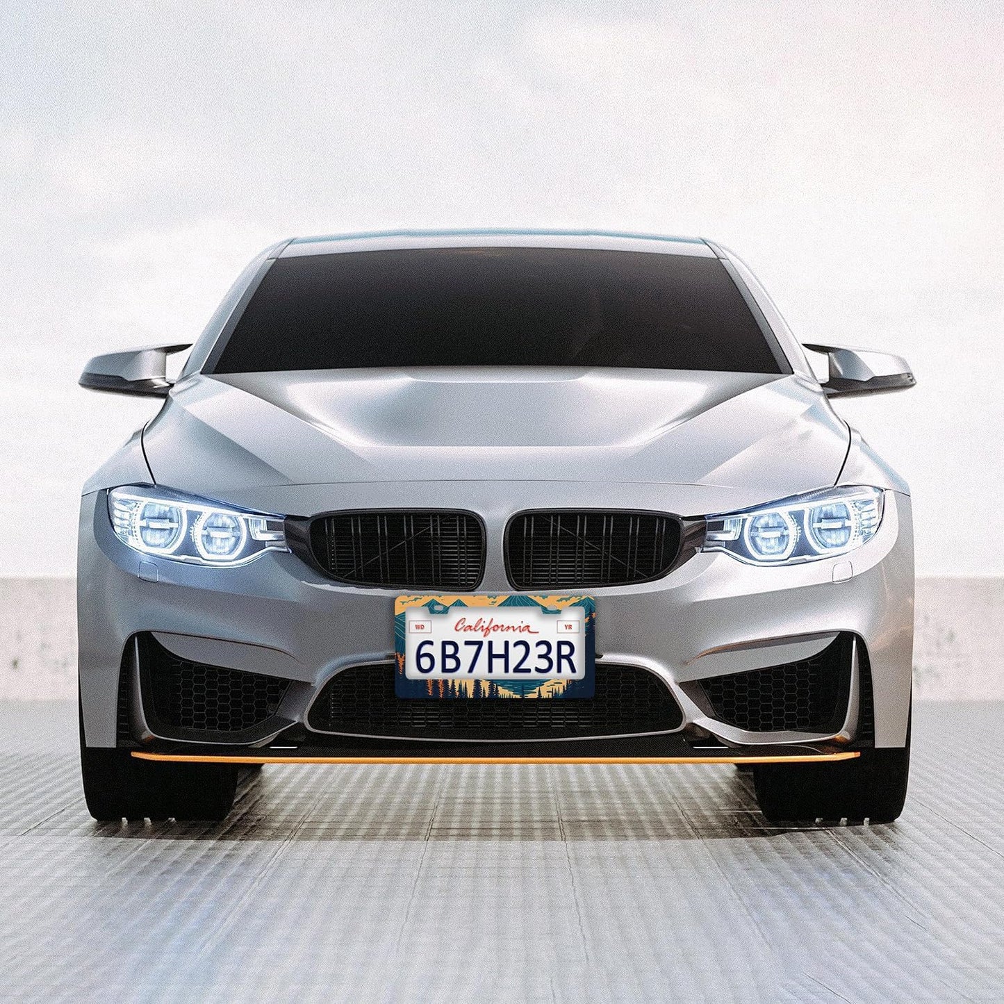 Mountains Forest License Plate Frames - 2 Pcs Set 2 Holes Stainless Steel Metal Novelty Auto Car Accessories Decoration License Plate Frame Cover Size 6.3" x 12.2" Fit US Vehicles for Women Men Gift