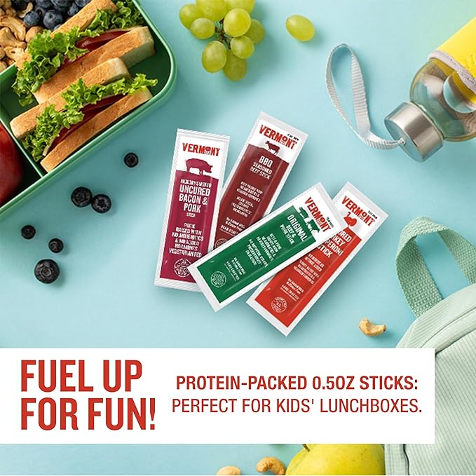 Vermont Smoke & Cure Meat Sticks - Uncured Turkey Pepperoni - Protein Snacks, No Antibiotics or Added Hormones, Hiking Snacks - 8-Count Pouch, Pack of 48