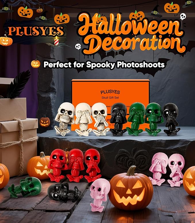 Skull Decor Halloween Car Air Freshener Vent Clips, Goth Decor Interior, Gothic Cool Decoration Horror Skeleton Dashboard Accessories Spooky, Cute Funny Gifts for Men Women
