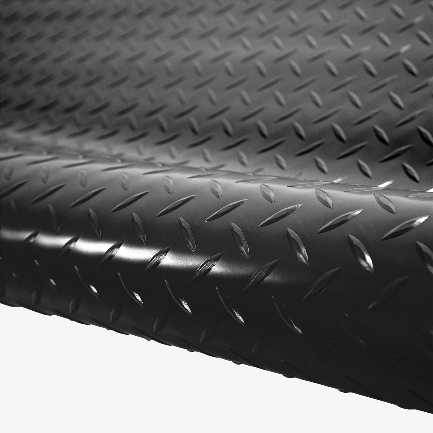 IncStores 2.5mm Thick Commercial-Grade Nitro Roll Garage Floor Mat | Flexible Vinyl Floor Mat for a Stronger and Safer Garage, Workshop, or Trailer | Diamond-Plate, Midnight Black, 10' x 40'