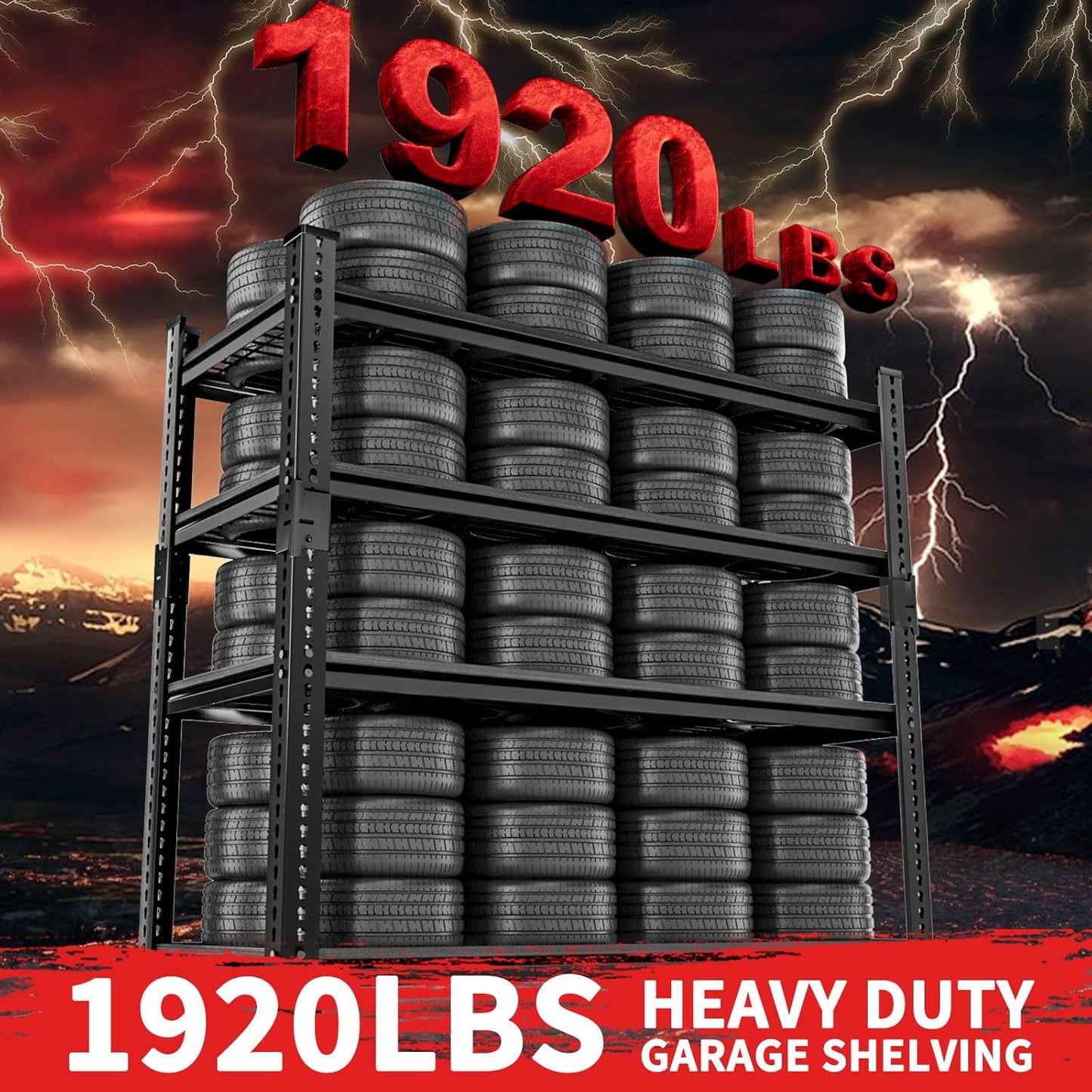 Storage Shelves 2PCS, Garage Shelving Heavy Duty 1920LBS Capacity, 36"L x 16"W x 60"H Adjustable Metal Shelving Organizer Wire Rack, 4 Tier Utility Shelf Unit for Pantry Closet Warehouse Organization