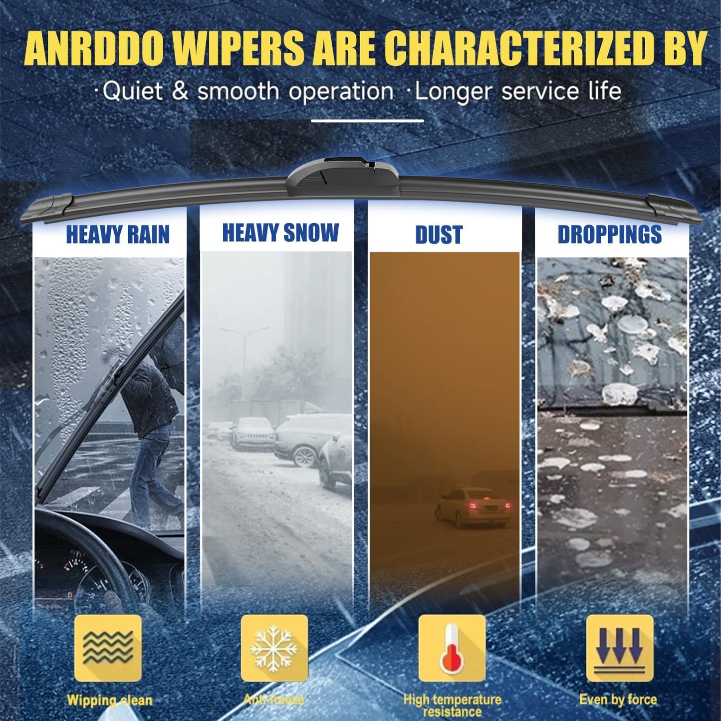 3 wipers Replacement for 2017-2022 KIA Sportage/2019-2021 2022 2023 Hyundai Santa Fe, Windshield Wiper Blades Original Equipment Replacement - 26"/16"/11" (Set of 3) U/J HOOK