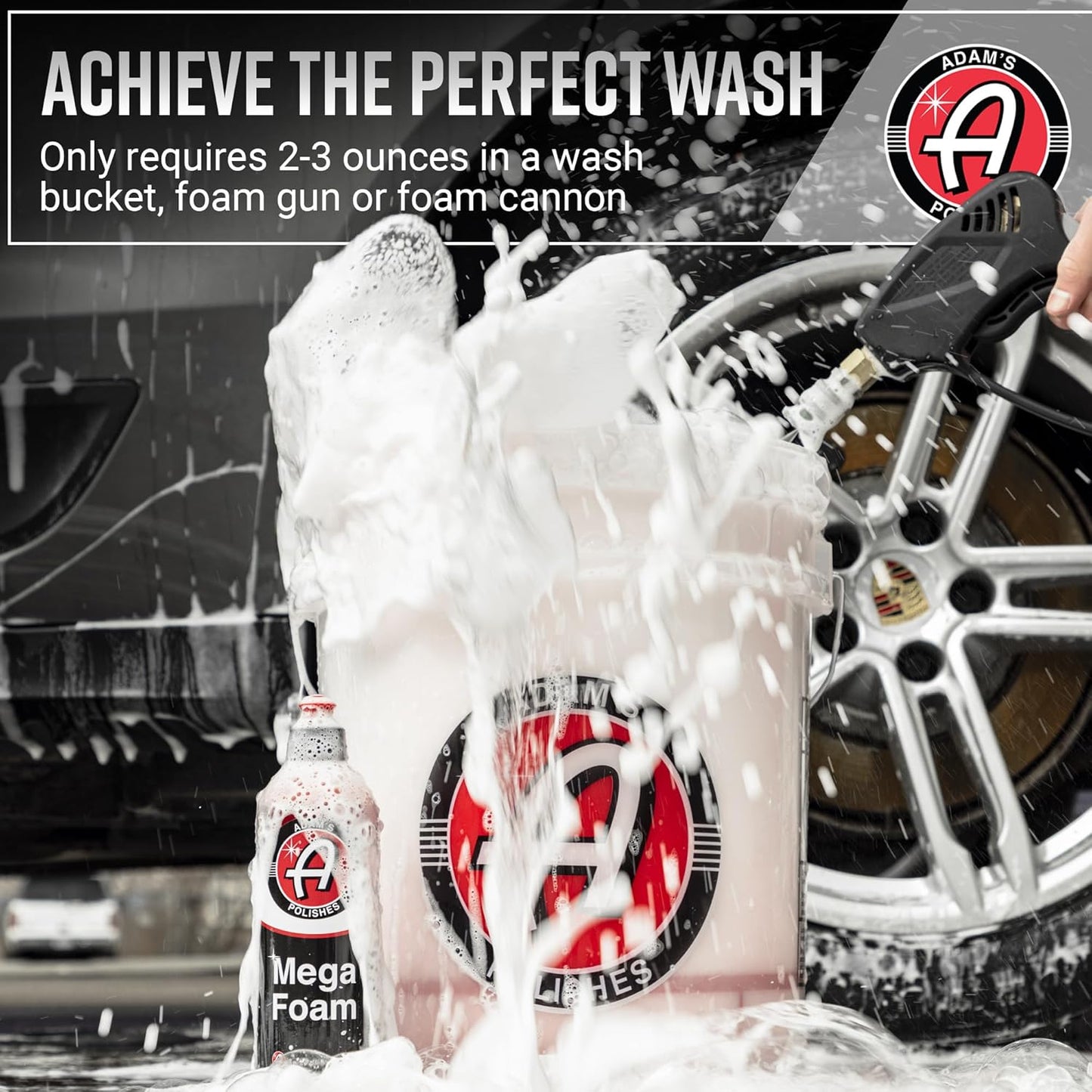 Adam’s Mega Foam Car Wash Soap (Gallon) – pH Neutral, Ultra Concentrated for Foam Cannon, Foaming Spray Gun, or Bucket – Safe for Wax, Sealants & Ceramic Coating – High Suds Car Cleaner