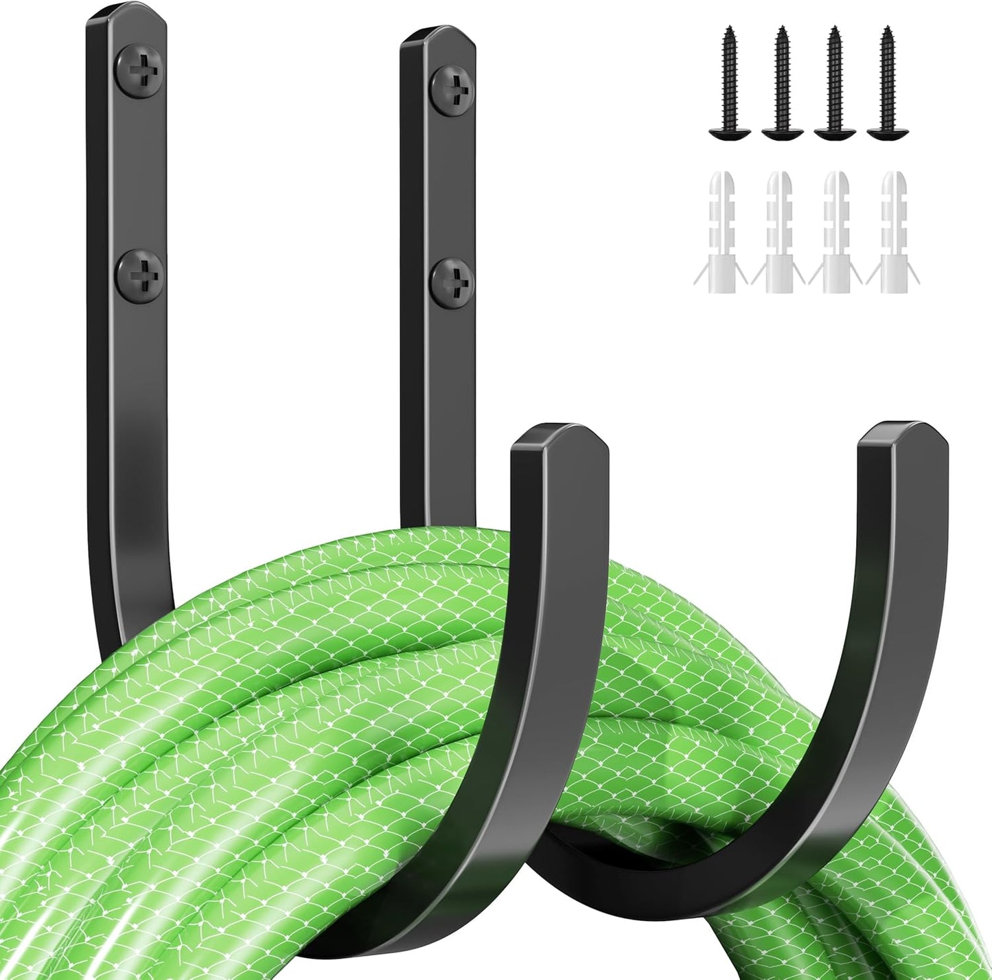 Garden Hose Holder Wall Mount - Aluminum Hose Hanger for Outside, Durable Wall-Mounted Hooks for Garden & Outdoor Use（2 Hooks）