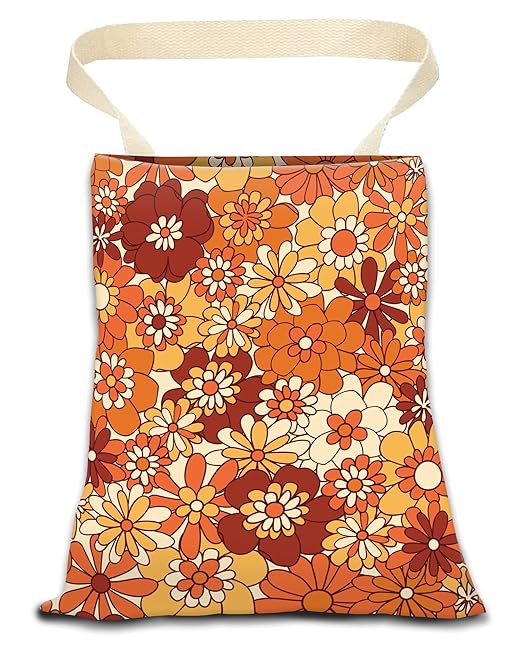 Car Trash Can, Durable Hanging Car Trash Garbage Bag, Cute Automotive Garbage Cans Organizer, Boho Orange Flowers