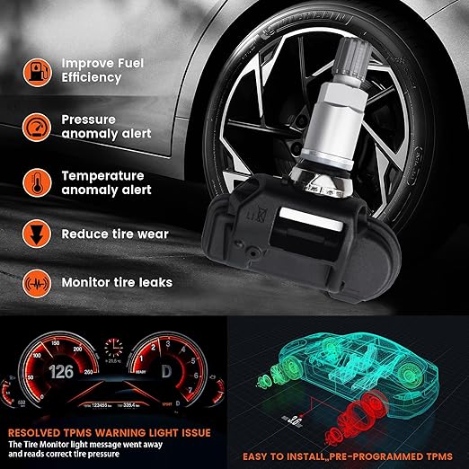 Set of 1 TPMS Sensor Tire Pressure Monitoring Sensor 433MHz Compatible with Mercedes-Benz B-Class CLA-Class GLA-Class C-Class Replaces# A0009051804