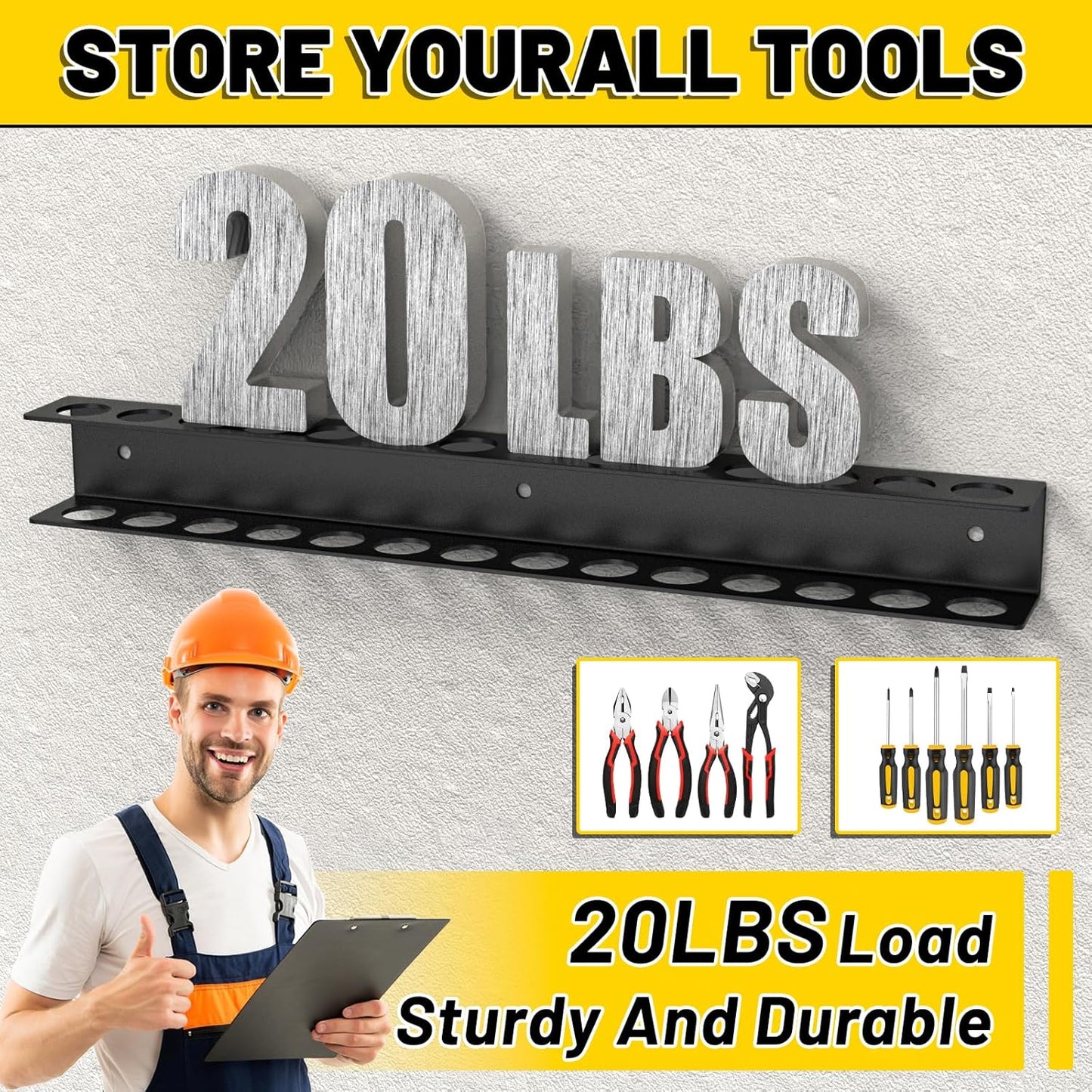 Screw Driver Holder Wall Mount,Screwdriver Organizer, Metal Plier Organizer Wall Mount, Screwdriver Garage Tool Storage Rack for Garage Workshop Workbench Edge Tool Chest Cart, 2 PCS