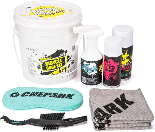 Cleaning Kit-Bike Wash & Drivetrain Essentials Kit with bike clean,Bicycle Degreaser,dry Lubricant,Cleaning Brush Tool-Bike Maintenance for Mountain Road Gravel Bikes