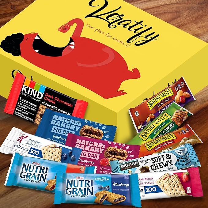 Veratify - Healthy Mixed Snack Box & Snacks Gift Variety Basket - Perfect for Men, Women, Adults, Office, School, College, Work - Variety Assortment Gift Basket - (Gift Care Package 66 Count)