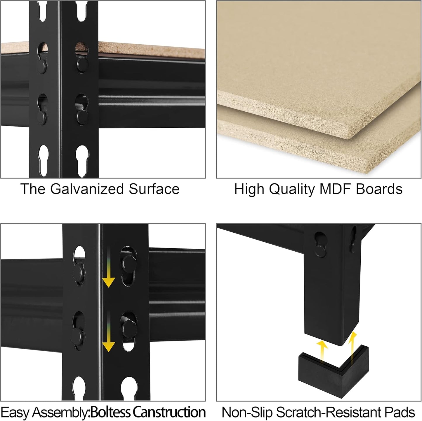 PrimeZone Storage Shelves, 27.5" W X 12" D X 59" H Adjustable Metal Heavy Duty Garage Shelving Unit, 5 Tier Industrial Standing Utility Rack Organizer for Warehouse, Pantry, Kitchen, Basement, Black
