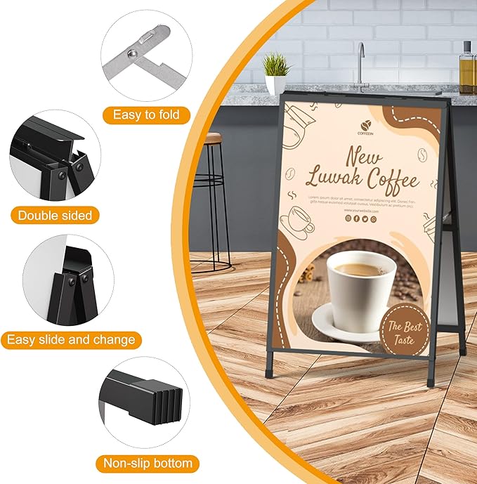 Relx A Frame Sign Holder Outdoor Sandwich Boards Holder 24x36 inches Sidewalk Signs for Businesses Outdoor - Holder only