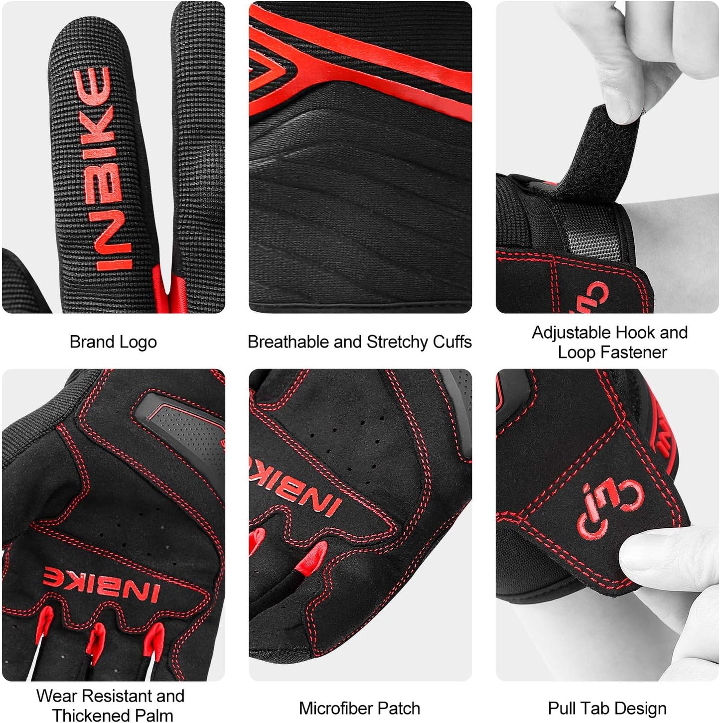 INBIKE Breathable Mesh Motorcycle Gloves Touchscreen with TPR Palm Pad Hard Knuckles