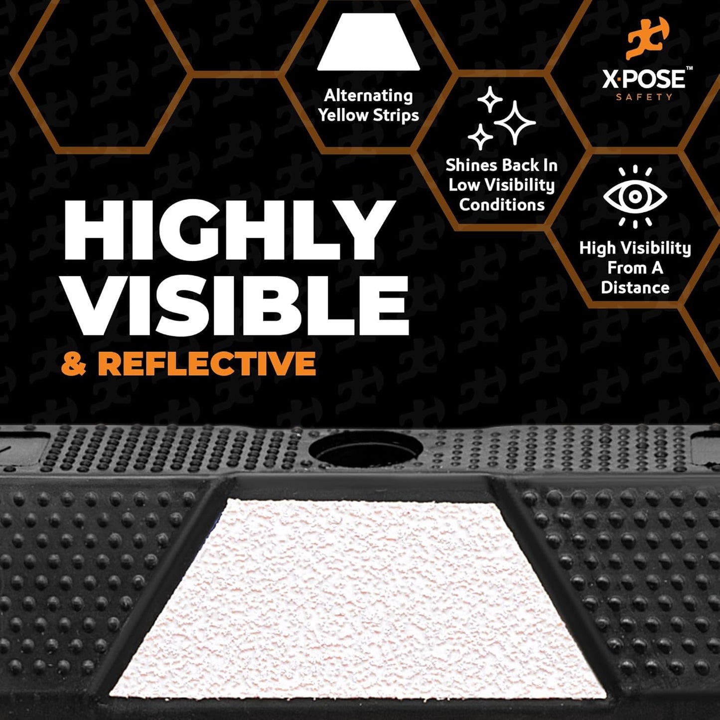 Xpose Safety 48" Heavy Duty Rubber Parking Stopper – 2 Pack Wheel Blocks for Garage, Driveway, or Ramp – Car Bumper Stop with White Reflective Strips – Removable Floor Mount