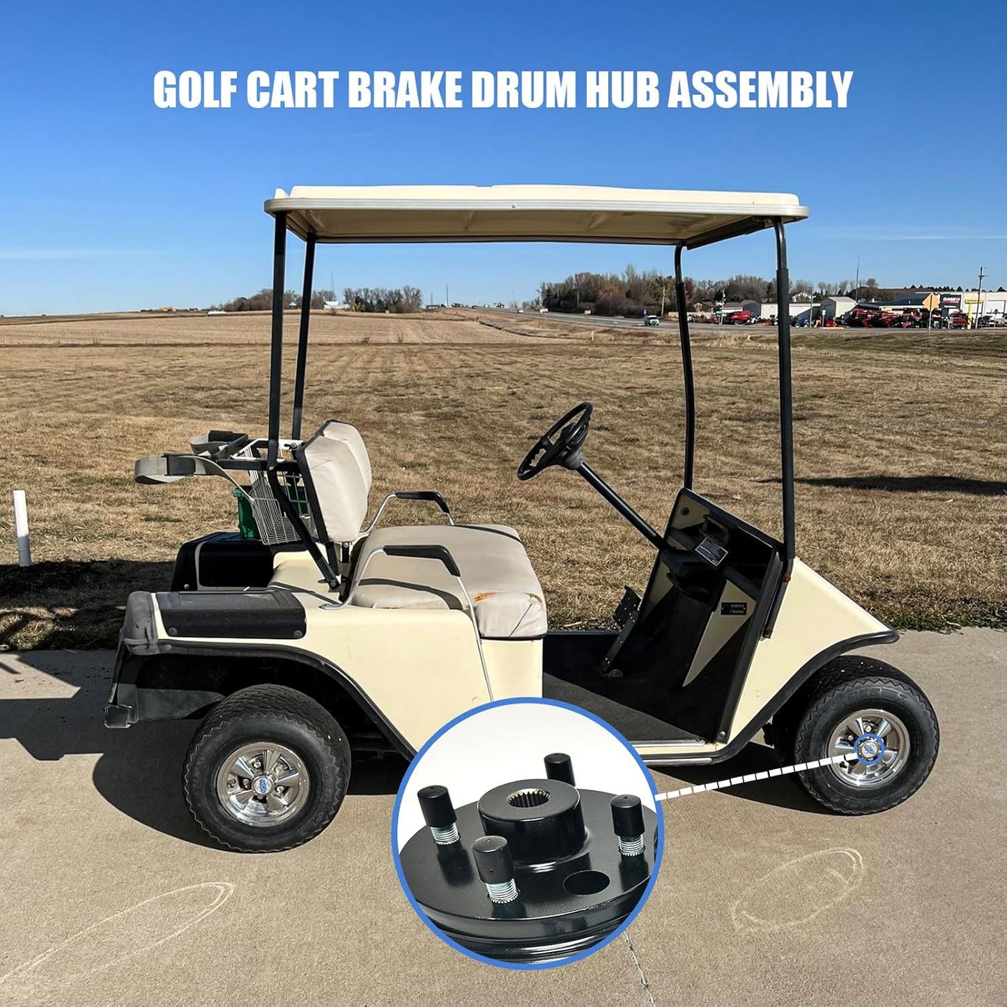 Golf Cart Brake Drum Assembly Kit Compatible with EZGO TXT 1982-up Electric and 1982-1993 2-Cycle Gas Style, Rear Brake Hub with 24 Splines Replaces 19186G1P - 2 Pack