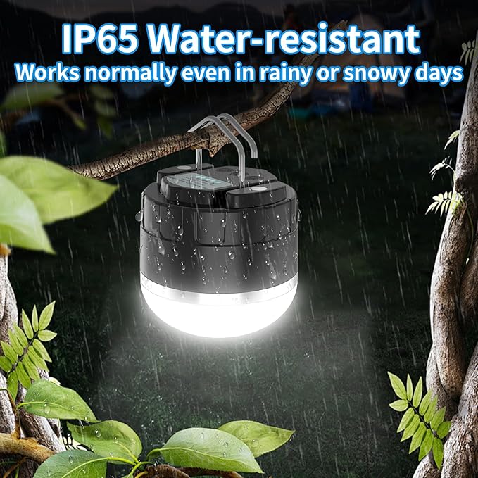Rechargeable LED Camping Lantern 1000LM, TOHETO Portable Hanging Tent Light with RGB Color Changing, Magnetic Base, Waterproof Emergency Hanging Light for Hurricane, Power Outages, Home, Hiking -Black