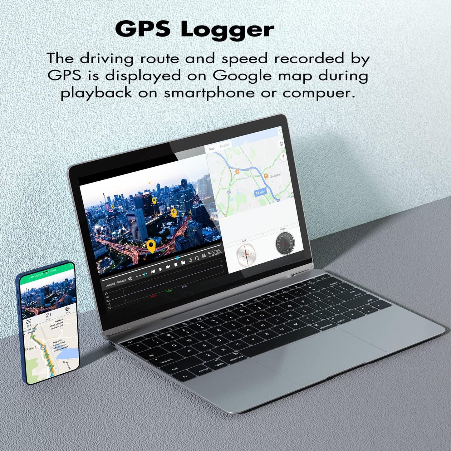 4K Dual Dash Cam Front and Rear, Wi-Fi GPS, 3 Inches IPS Touch Screen, Car Camera Driving Recorder with Night Vision, Parking Mode