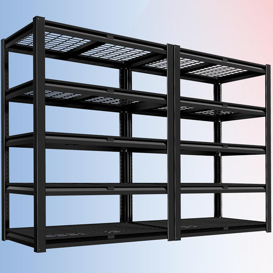 PrimeZone 36" W Heavy Duty Garage Shelving 5 Tier Heavy Duty Storage Shelves Adjustable Industrial Metal Wire Shelf Unit for Garage,Basement,Pantry,Warehouse,Commercial,36" W X 16" D X 72" H 2Pack