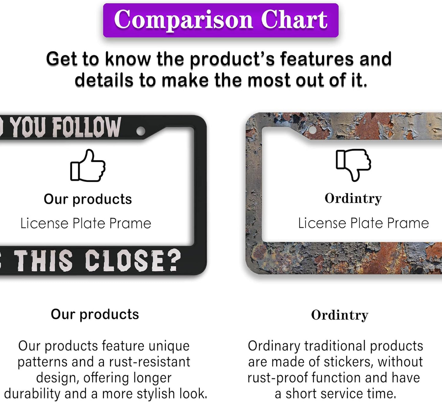 License Plate Frames Black and White License Plate Cover Do You Follow Jesus This Close Universal Aluminum Car Accessory 2 Pack with Screw Covers Set