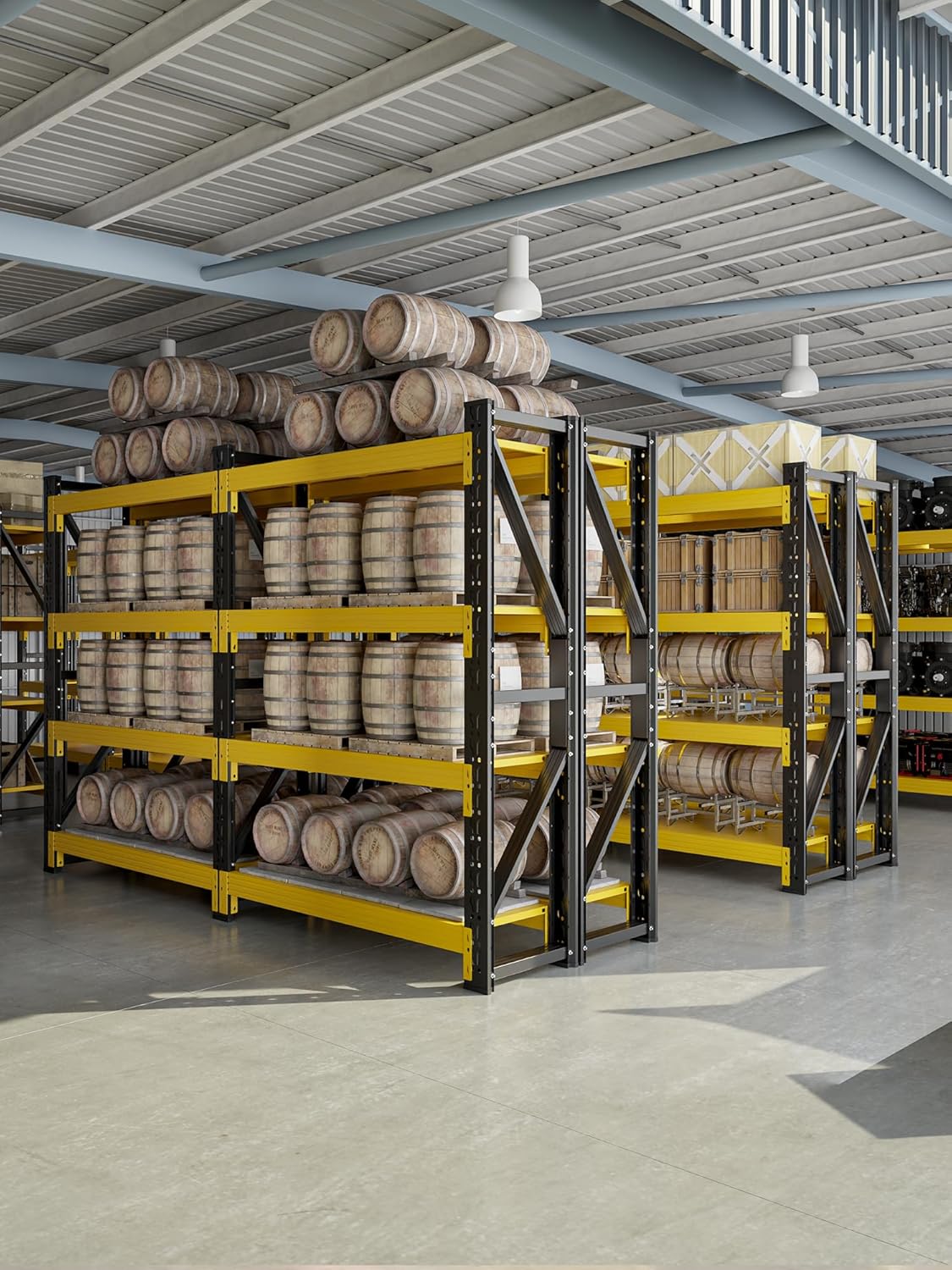 4-Tier Storage Shelves,63" H Heavy-Duty Garage Shelving Unit,Adjustable Industrial Metal Shelf System,3,000lbs Capacity,Tool Organizer for Garage,Workshop,32" W*20" D*63" H,Black&Yellow