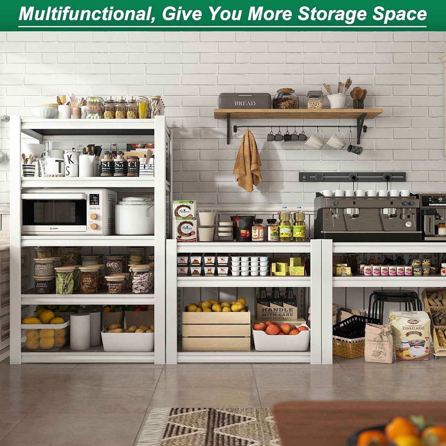 REIBII Storage Shelves 2500LBS Metal Shelving Adjustable Garage Shelving 5 Tier Metal Shelves 60" H White Shelves for Closet Kitchen Pantry 24.4''W X 16.4''D X 60''H