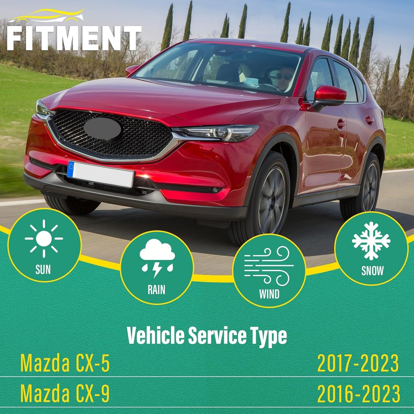 24" 18" 14" Windshield Wiper Blades for Mazda CX5 CX9 CX-5 CX-9 2017 2018 2019 2020 2021 2022 2023 -OEM Replacement Premium All season Wiper Blades (Set of 3)