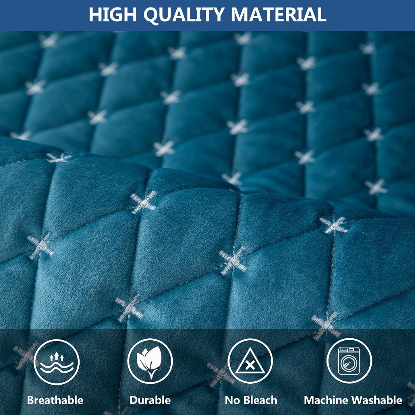 Eismodra Couch Cover,Sectional Couch Covers,Sofa Covers for 3 Cushion Couch,Anti-Slip Sofa Slipcovers for Dogs Cats Kids Loveseat Recliner L Shaped Armrest Backrest,Blue 43''x63''(Only 1 Piece)