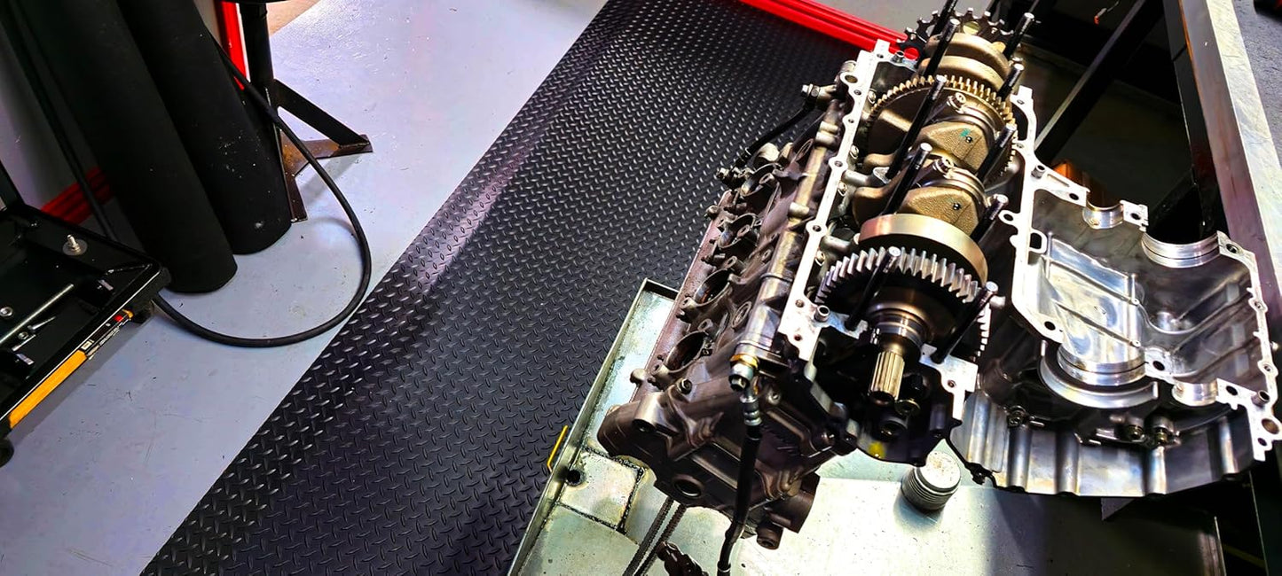 Rhino Mats, American Classic Diamond Anti-Fatigue Mats, Industrial Ergonomic Comfort Standing Mat for Work, Home, Garage, Office, Kitchen or Anywhere (Black 1" Thick, 4 FT. x 21 FT.)