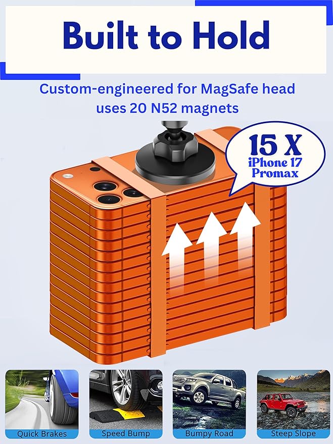 Cup Holder Phone Mount Magnetic - Designed for MagSafe Cupholder Car Mount, Super Strong Magnet for Cell Phone Cup Holders, Expandable Base, Flexible Gooseneck, Compatible with iPhone, Galaxy, Pixel