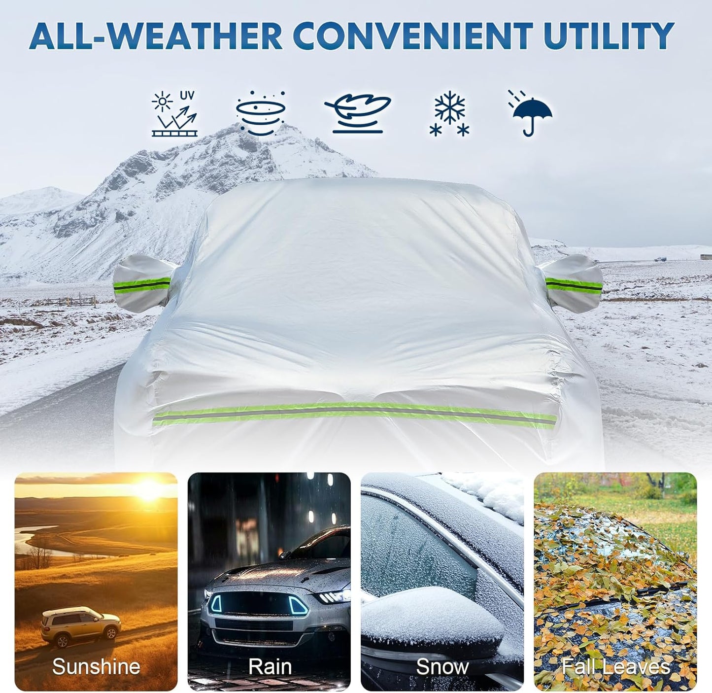 KEYOOG 6-layer Full Car Cover Is All-weather Waterproof, Universal In All Seasons, Snow Prevention, Rainproof, Acid Rainproof, Sunscreen, Ultraviolet-proof, Universally Applicable To Sedan (196"-207")