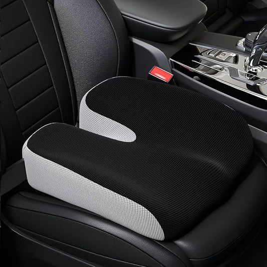 Adult Car Booster Seat Cushion, Memory Foam Wedge Car Seat Cushions for Short People Driving, Portable Driver Seat Cushion to Raise Height 3in for Car Truck Home Office Chair, Black