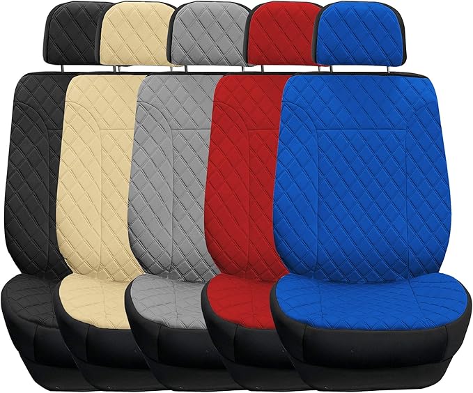 TLH Prestige 79 Diamond Stitch Gray Neosupreme Car Seat Cushions, Two Pack Seat Covers for Cars Trucks SUV, Water Resistant Car Seat Cushion, Interior Accessories, Universal Fit Car Seat Protector