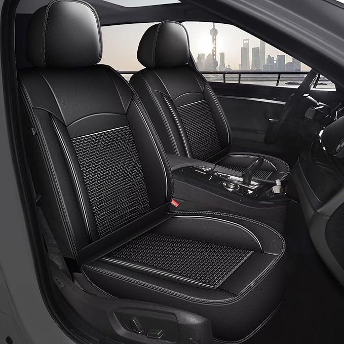 Car Seat Covers Fit for Nissan Frontier 2009-2023 2024 2025: Leather Seat Covers Full Set Ice Silk Breathable Waterproof Seat Cushion Protector