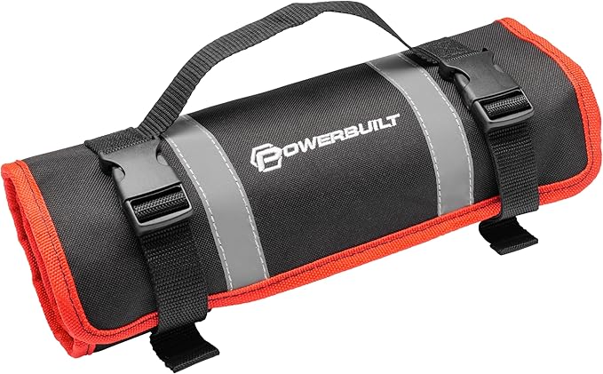 Powerbuilt 100 Piece Motorcycle Tool Kit with Roll Pouch, Roadside, Travel Wrenches, Ratchet, Sockets - 643028ECE