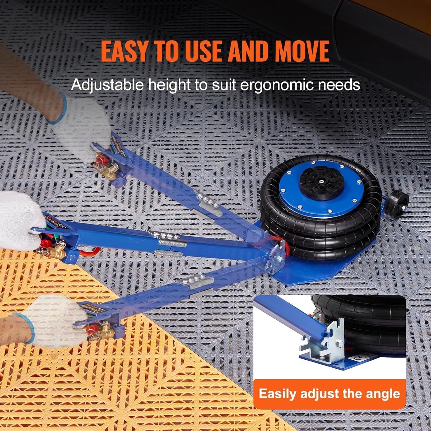 VEVOR Air Jack, 3 Ton/6600 lbs Triple Bag Air Jack, Airbag Jack with Six Steel Pipes, Lift up to 17.7", 3-5 s Fast Lifting Pneumatic Jack, with Adjustable Long Handles for Cars