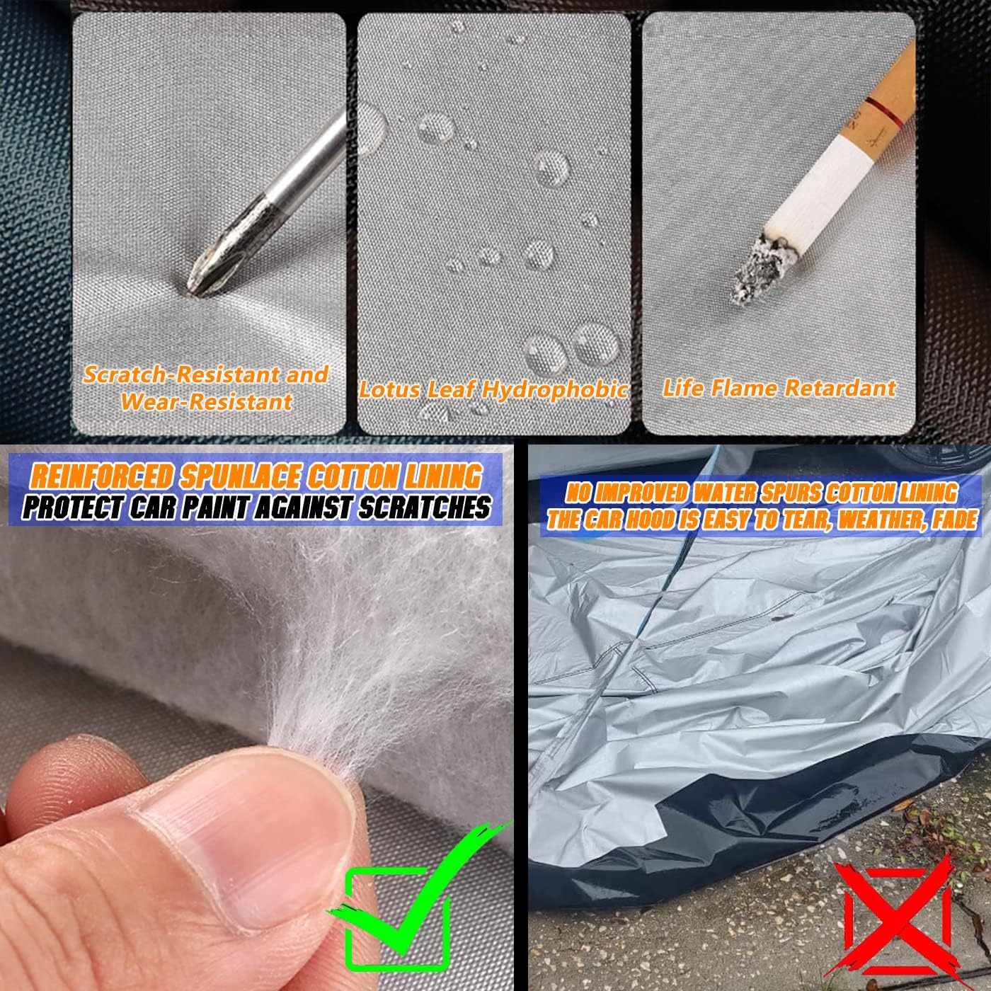 Breathable New Material, Waterproof Car Cover, Locks and Zipper Doors, Sunscreen Waterproof UV Prevention Snowproof Wind and Windproof,Suitable for Indoor Outdoor,for SUV (181" to 190") B11