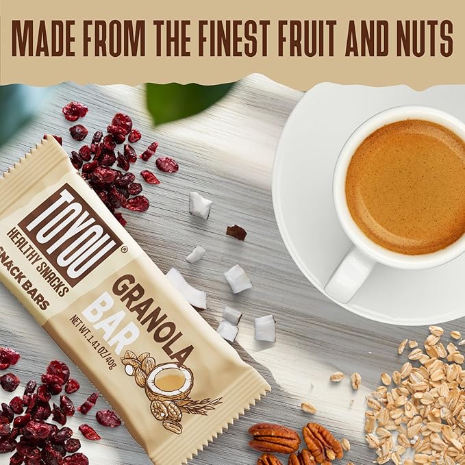 ToYou Chewy Fruit and Nut Bars - Healthy Protein Snacks | Granola Bar - 1.41 Ounce (Pack of 12) | Soft Chewy, Vegan, Fiber-packed Granola Bars for Adults and Kids, Made with Natural Ingredients
