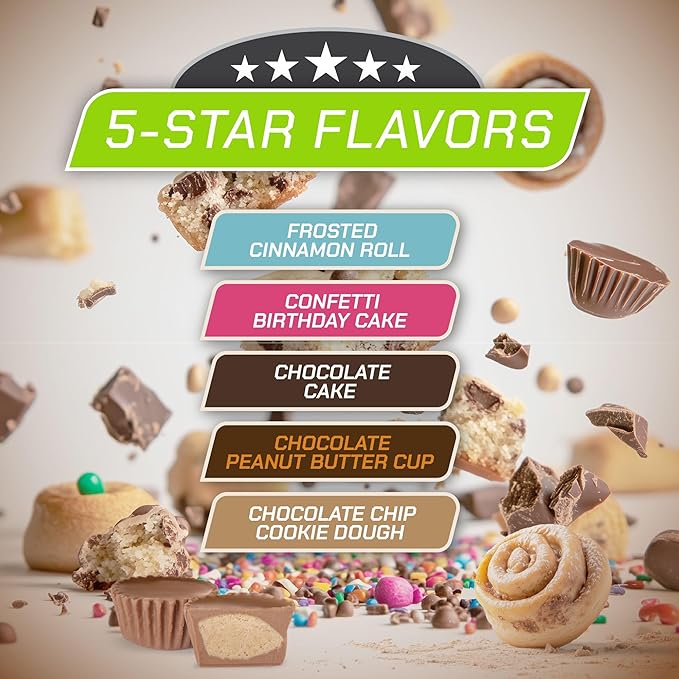 MusclePharm Combat Ready Chocolate Chip Cookie Dough Protein Bar, High Protein Bars, Combat Cravings, Fuel Performance & Meet Energy Demands, 20g Protein from Whey Protein, 5g Fiber, Gluten Free, 4 Bars