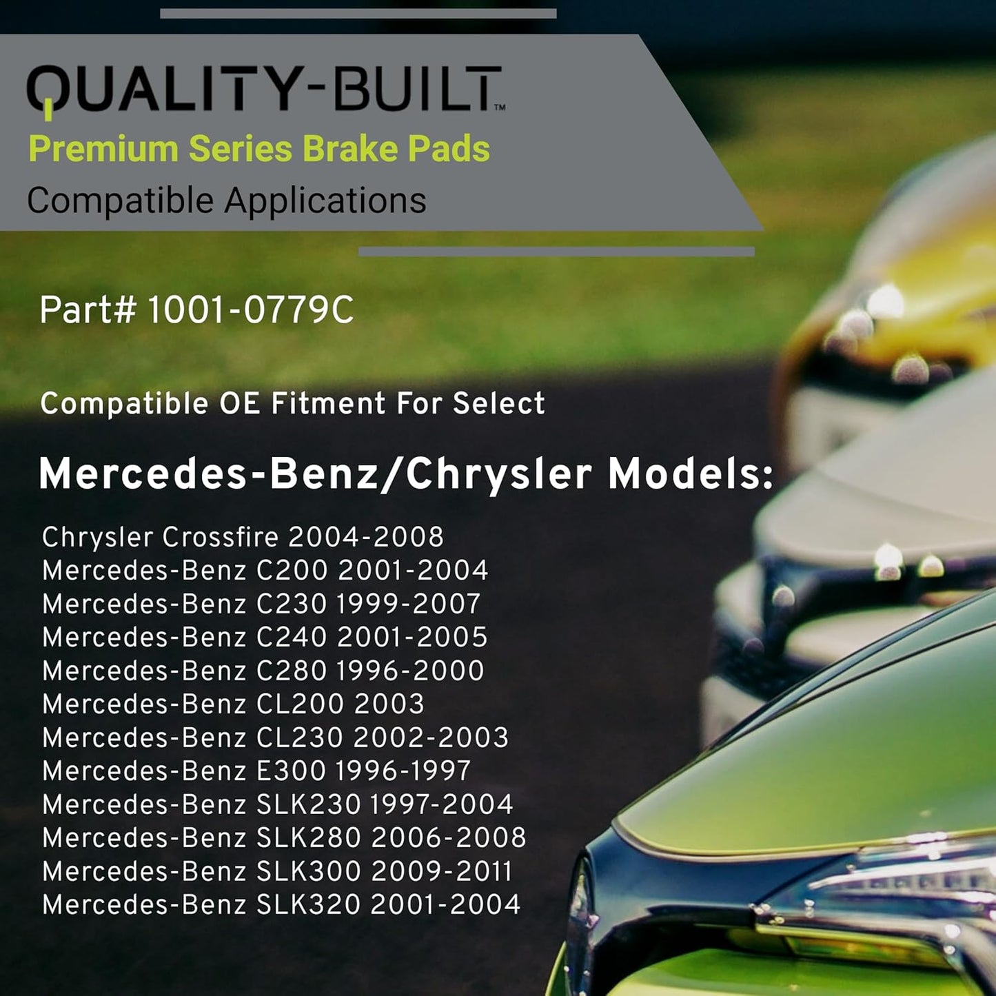 Premium Ceramic Rear Brake Pads (1001-0779C) Compatible with 1996-2011 Chrysler/Mercedes-Benz (C200/C230/C240/C280/CL200/CL230/Crossfire/E300/SLK230/SLK280/SLK300/SLK320)