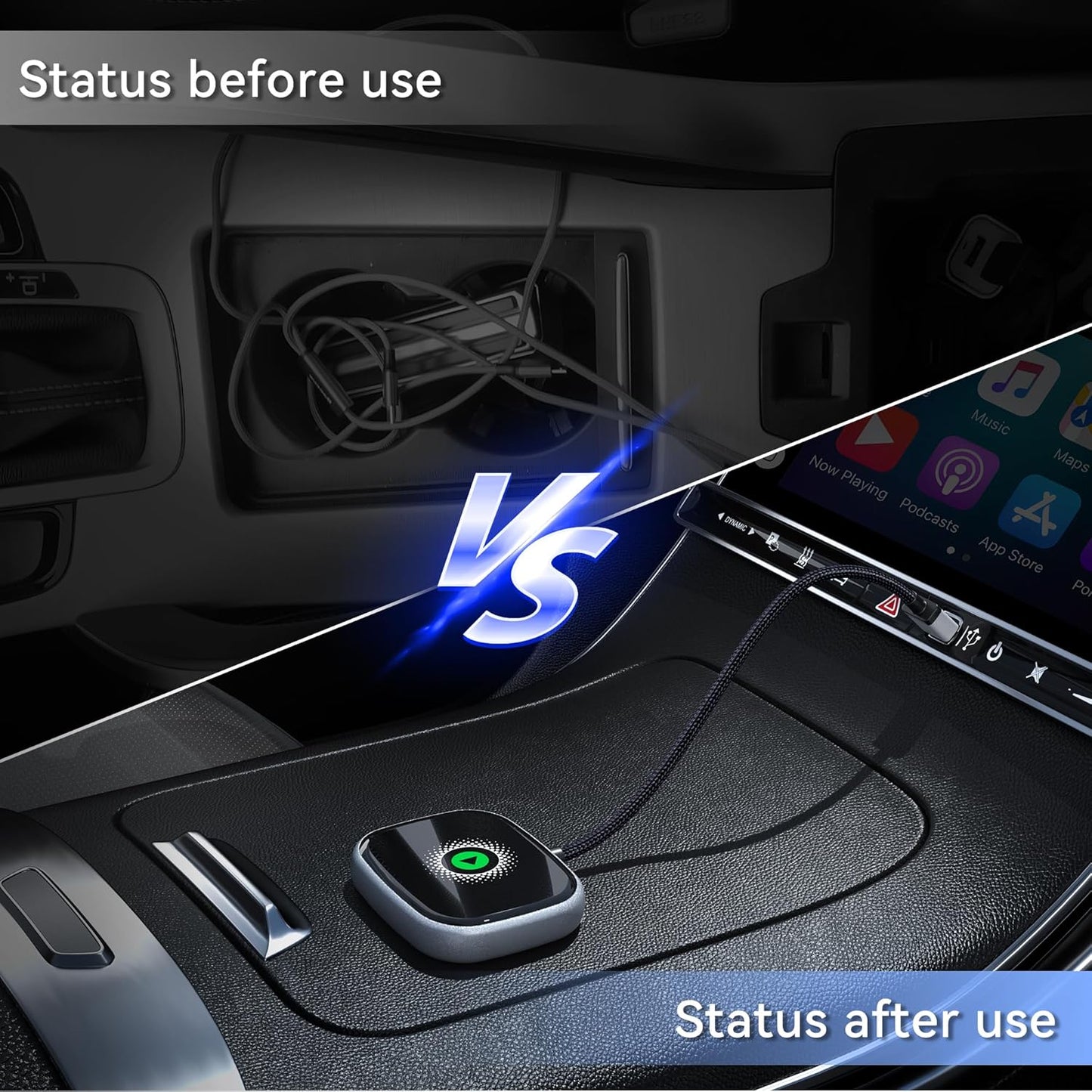 Wireless CarPlay Adapter, Wireless Car Screen Adapter for iPhone-Easily Upgrade Wired CarPlay to Unwired Connectivity, Includes USB-A to USB-C Dongle, Plug & Play for iPhone (iOS 10 and Above)