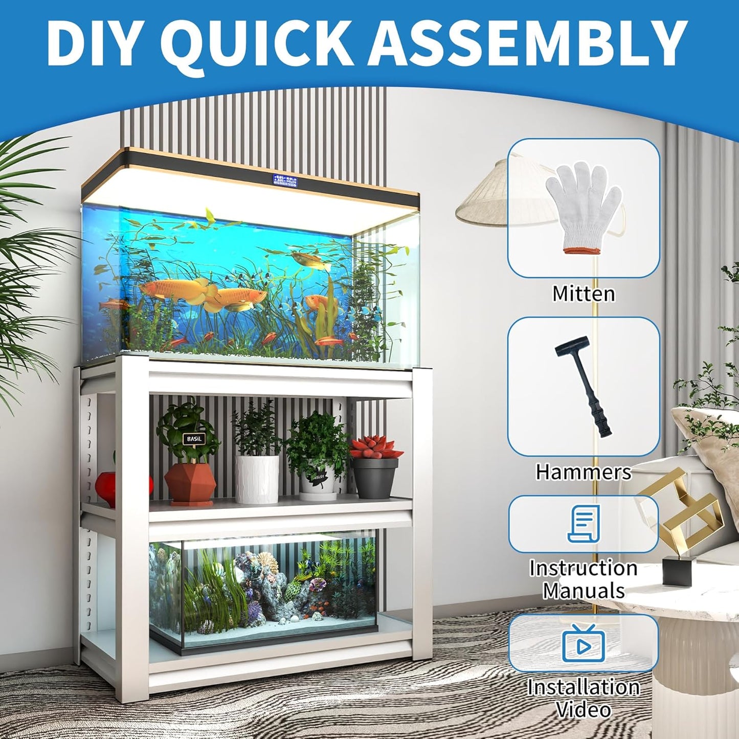 White 3-Tier Metal Shelving Heavy Duty Small Storage Racks, Utility Garage Shelving Organization for Basement Workshop Pantry Balcony