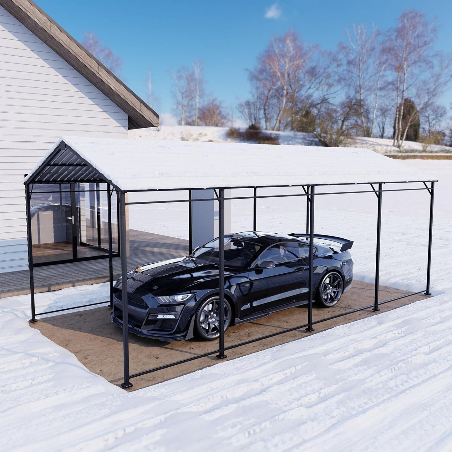 SUNBURY 10 x 20 ft Metal Carport with Galvanized Steel Roof, Heavy Duty Metal Carports Canopy, Outdoor Garage Car Shelter Shade for Pickup, Boat, Car and Tractors, Grey
