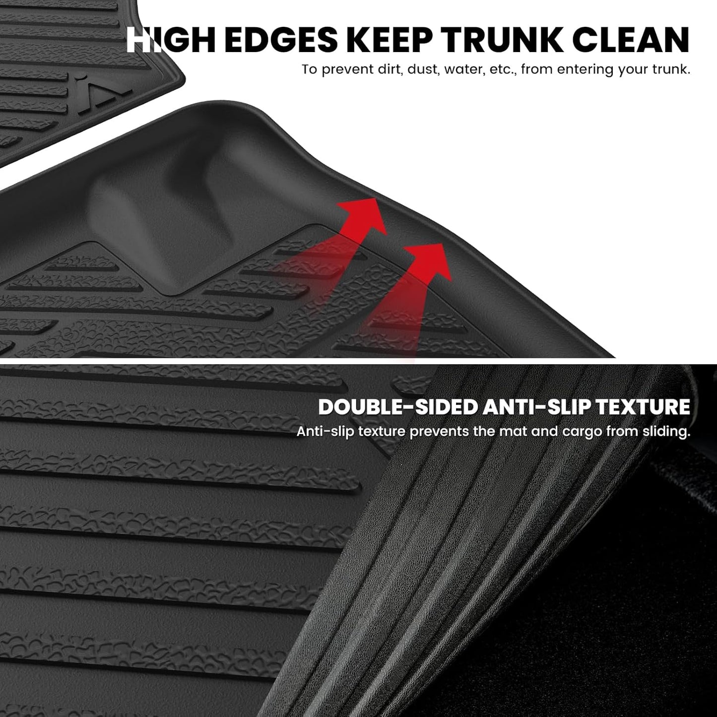 LASFIT Backrest&Trunk Mats Fit for Chrysler Town & Country 2008-2016/Dodge Grand Caravan 2008-2020, All Weather TPE Fit Cargo Liner for Chrysler Town & Country & Dodge Grand Caravan Car Mats, Black