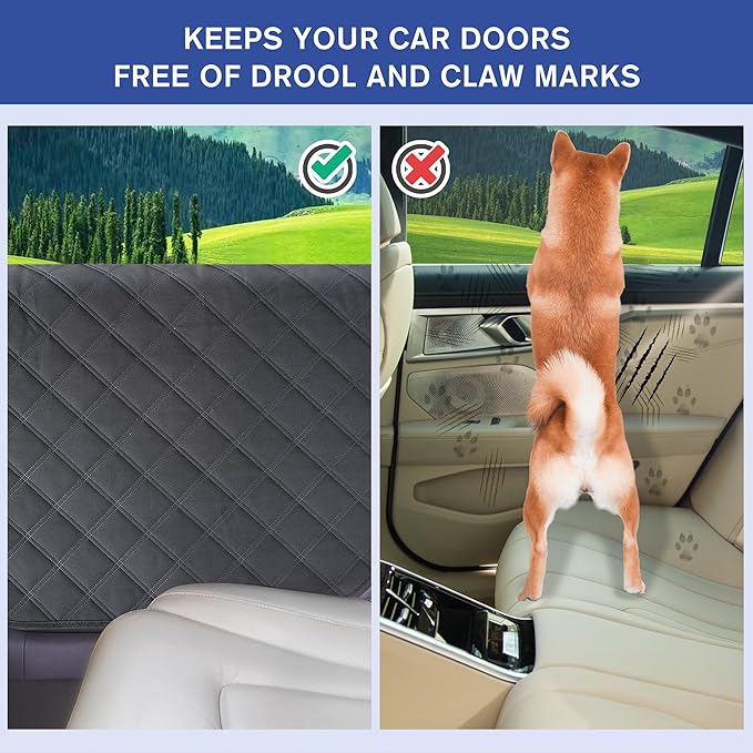 Dog Car Door Protector for Large SUV & Truck ??XL Size, Anti-Scratch/Stain-Resistant, Window-Roll-Compatible, 2-Pack, Secure Fit for Wide/Tall Doors (Black)