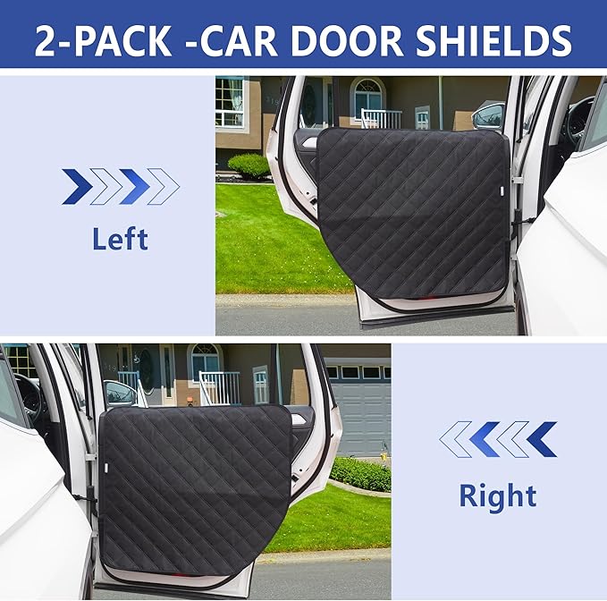 Dog Car Door Protector for Large SUV & Truck ??XL Size, Anti-Scratch/Stain-Resistant, Window-Roll-Compatible, 2-Pack, Secure Fit for Wide/Tall Doors (Black)