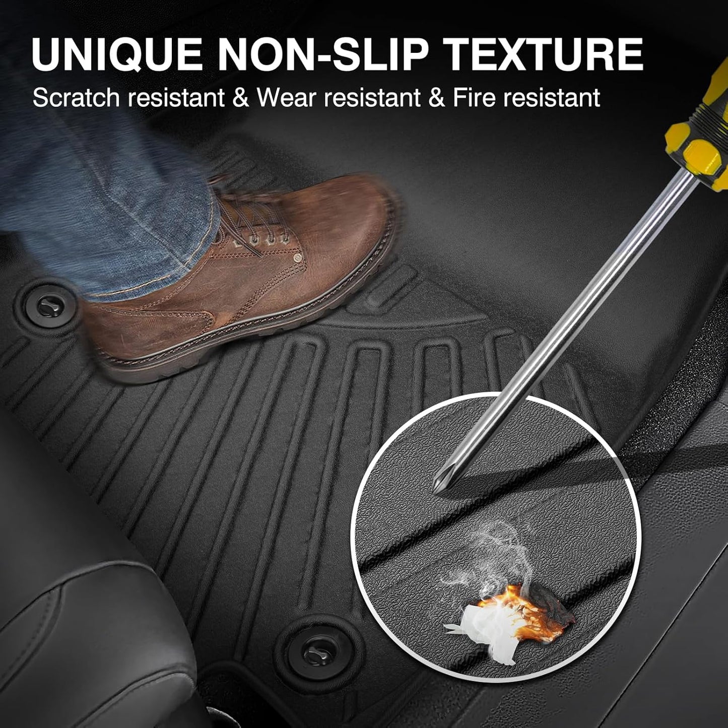 Powerty Floor Mats for 2020-2024 2025 Hyundai Palisade Accessories All Weather Floor Liner 3D TPE 1st & 2nd Row Floor Mat Heavy-Duty Floor Liners