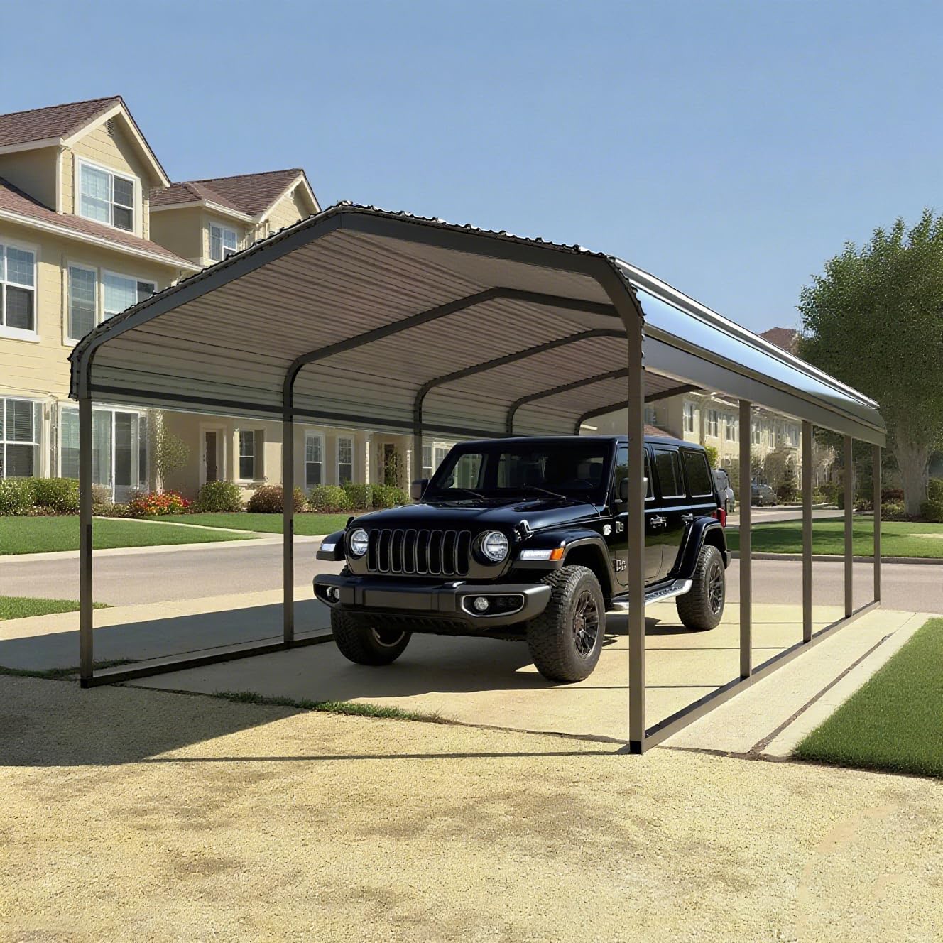 Heavy Duty Metal Carport 10x20 ft Galvanized Steel Frame RV Carport Storage All Weather Shelter Easy Assembly for Car Extra Large Canopy for Vehicle Boat Protection Garage Party Tent