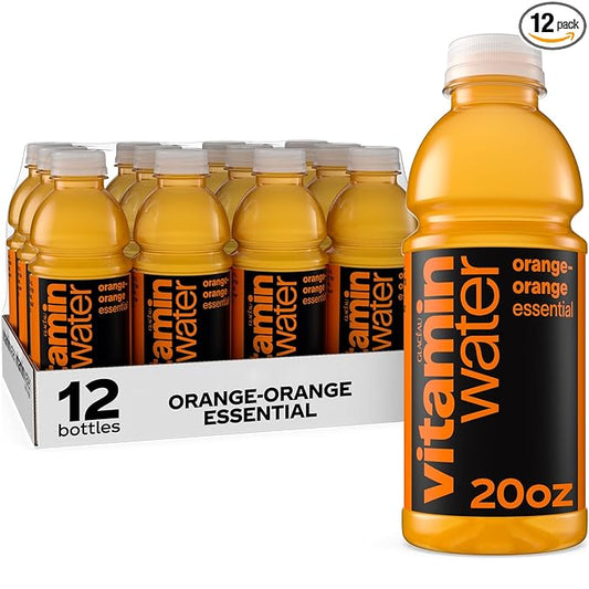 vitaminwater Essential Orange-Orange, Flavored Water Beverage, 20 fl oz Bottles, 12 Pack