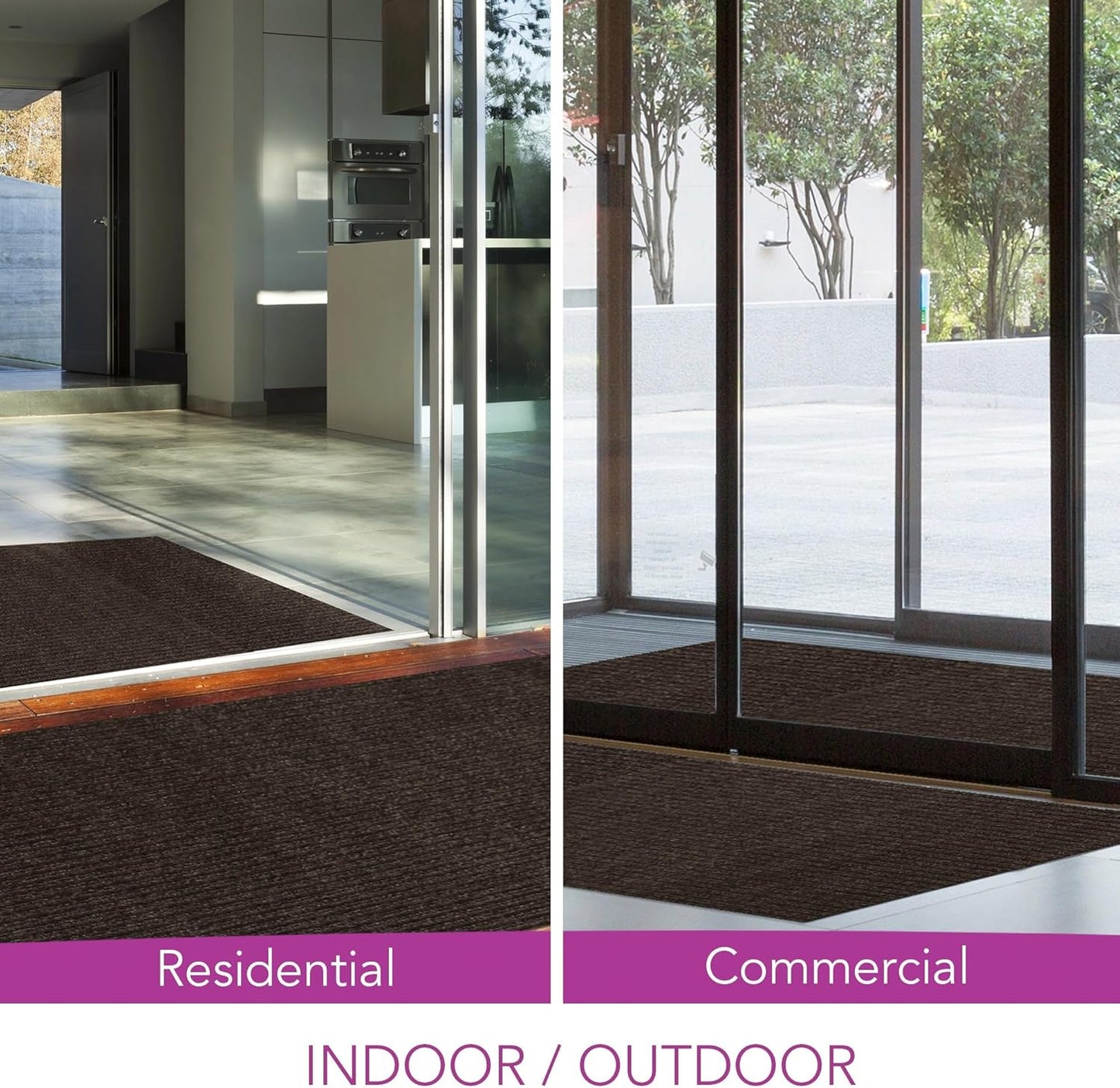 iCustomRug Spartan Weather Warrior Indoor/Outdoor Utility Ribbed Carpet Runner with Non-Slip Thermoplastic Rubber Backing, 6ft X 44ft in Brown