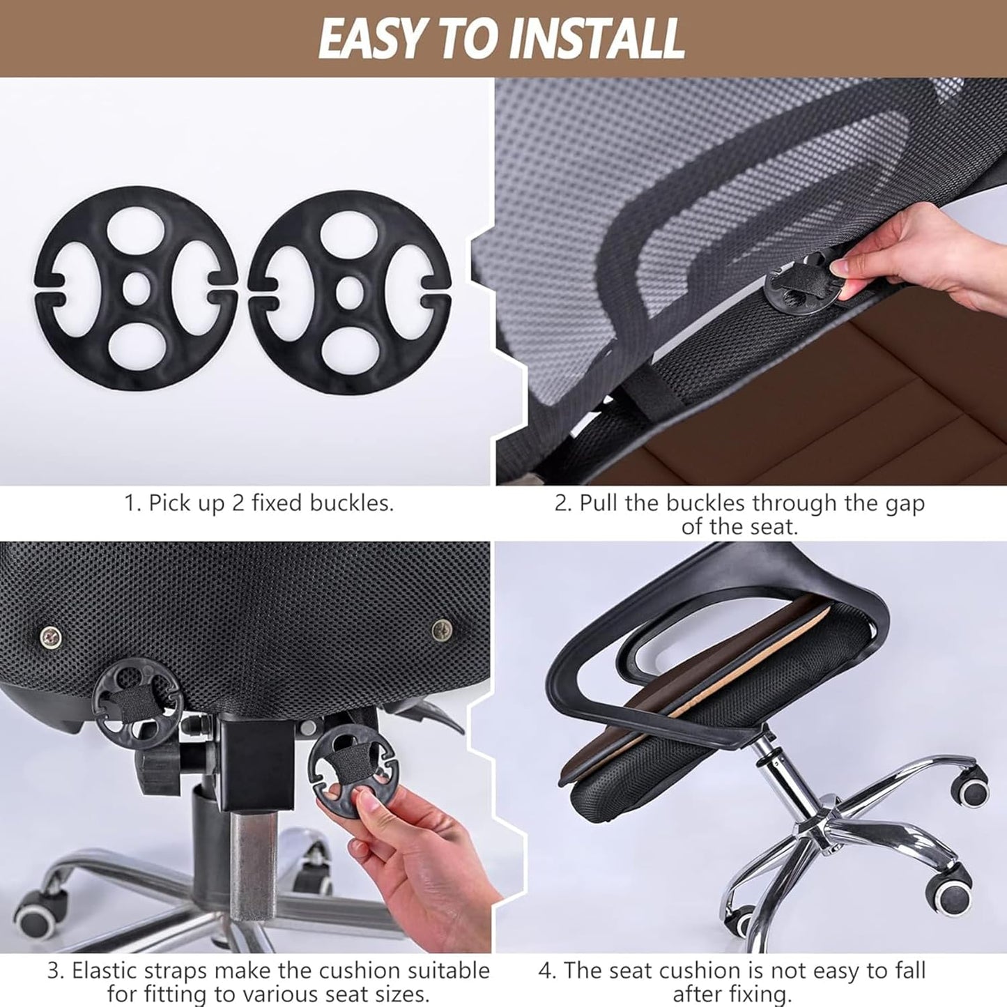 MYFAMIREA Car Seat Cushion Pad 1.2" Thick Comfort Protector for Car Driver Seat Office Chair Home Use Memory Foam Cushion with Non Slip Bottom, 20'' x 18.5'', Coffee