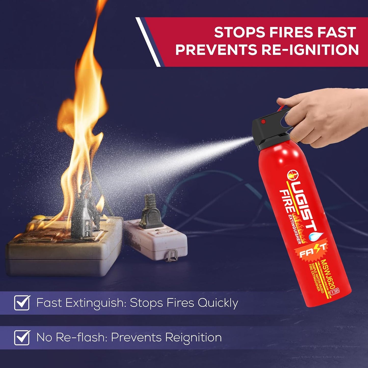 Fire Extinguisher for Vehicle & Home 620ml 4 Count, Car Fire Extinquishers, Prevent Re-lgnition, Best Suitable for Kitchen,The House Car Truck Boat Water-Based Mini Fire Extinguishers